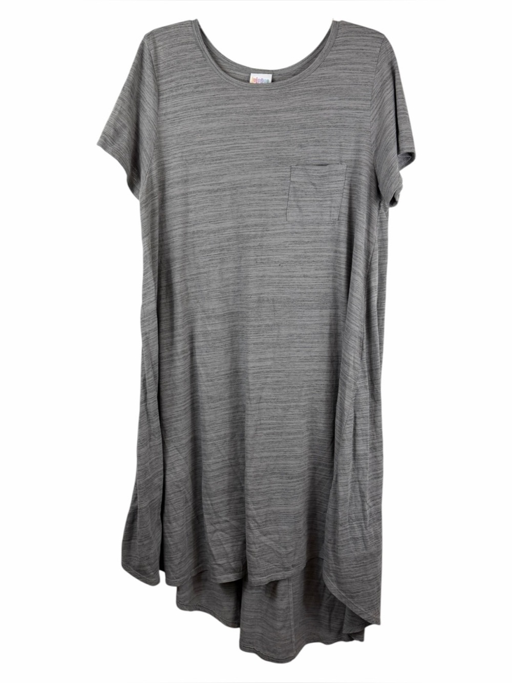 LuLaRoe Dress Womens Size 2XL Carly Solid Gray Shirt Short Sleeve Comfy Stretch